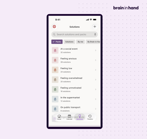 Solutions pack in the app