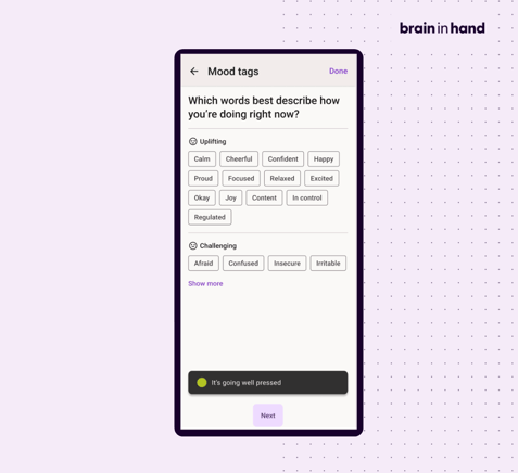 Mood tags in the app