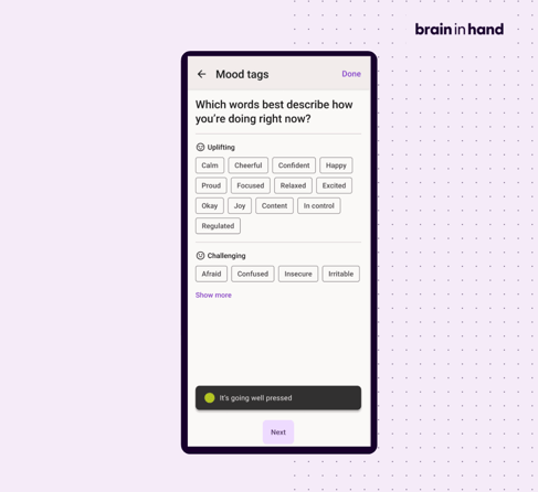 Mood tags in the app
